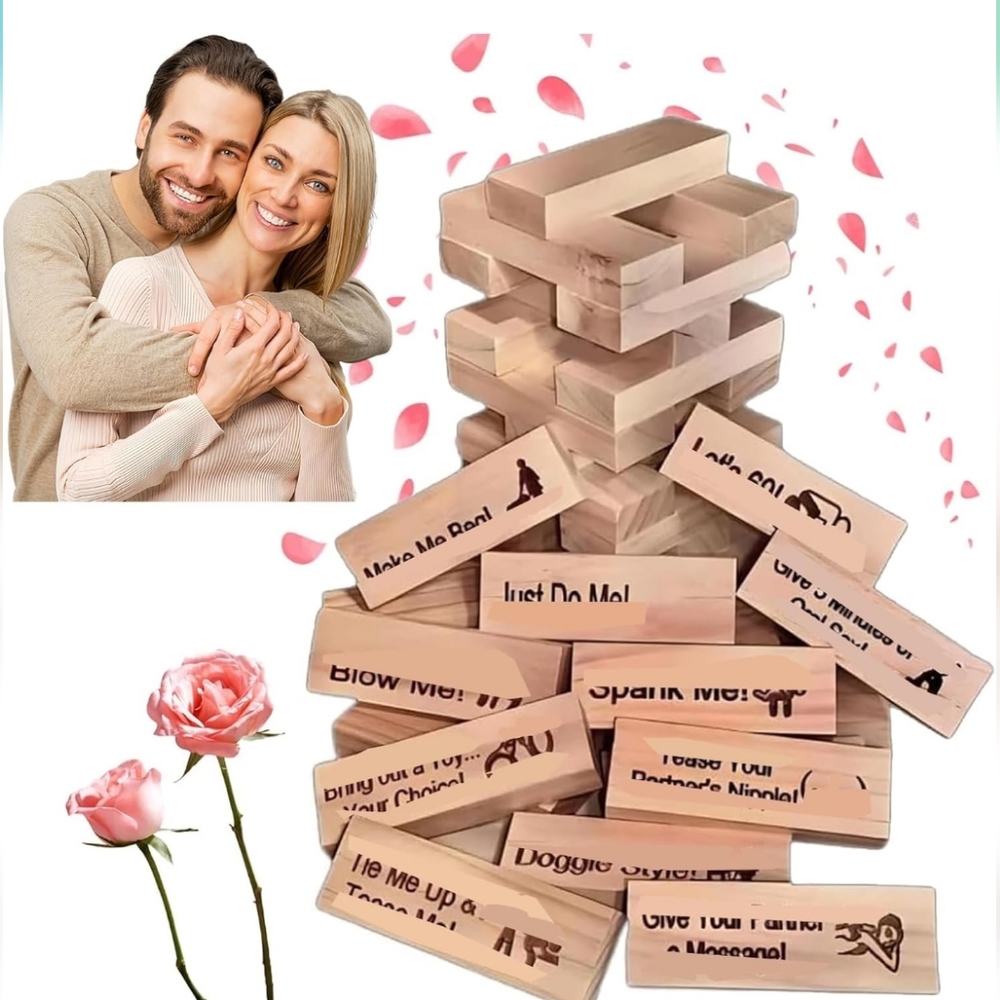 Sexy Couples Wooden Stacking Game with Adult Playful‎ Messages
